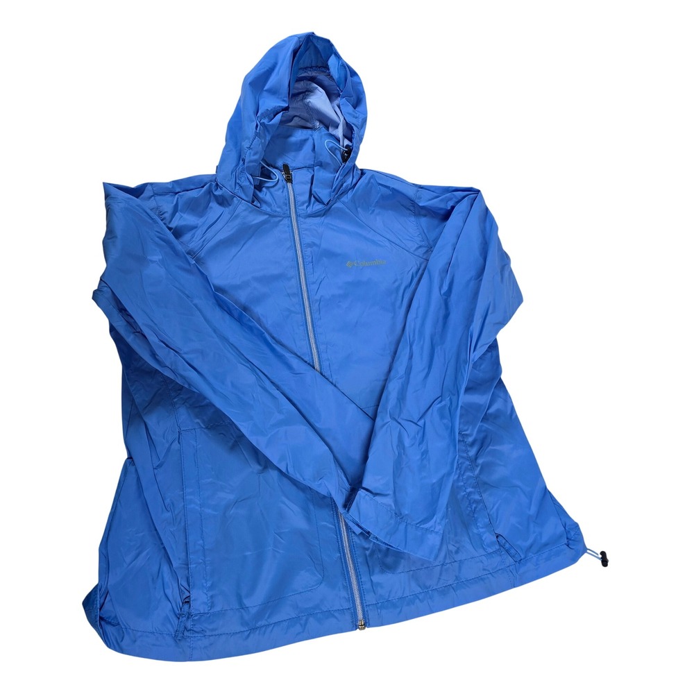 Columbia Company Blue Full Zip Hooded Rain Jacket Women's XL Lightweight‎